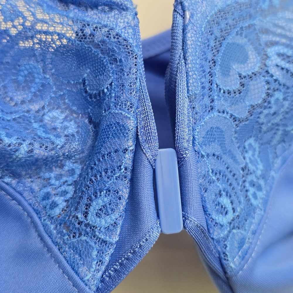 Glamorise Front Closure Underwire Bra Womens 36G Blue Lace Trim Feminine Classic - Picture 2 of 8